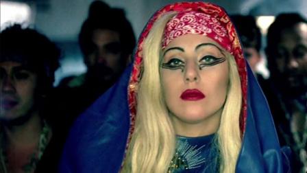 Lady Gaga appears in a still from her 2011 Judas music video.