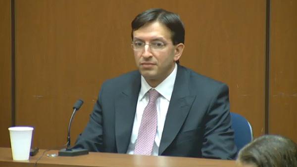 Hospital executive Amir Rubin testifies at the involuntary manslaughter trial of Dr. Conrad Murray in downtown Los Angeles on Tuesday, Oct. 25, 2011.