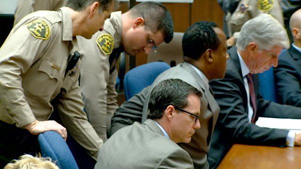Dr. Conrad Murray is remanded into custody after the jury returns with a guilty verdict in his involuntary manslaughter trial Monday, Nov. 7, 2011.
