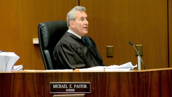 Superior Court Judge Michael Pastor addresses the jury before the verdict is read on Monday, Nov. 7, 2011.