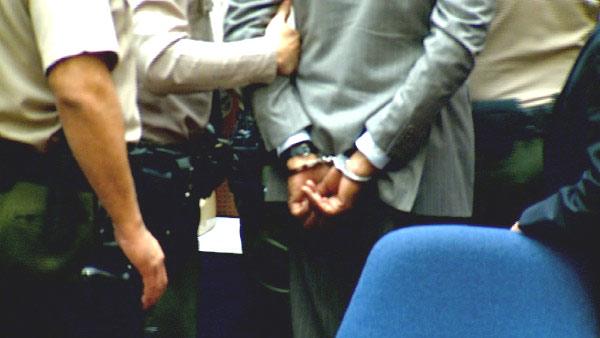 Dr. Conrad Murray is remanded into custody after the jury returns with a guilty verdict in his involuntary manslaughter trial Monday, Nov. 7, 2011.