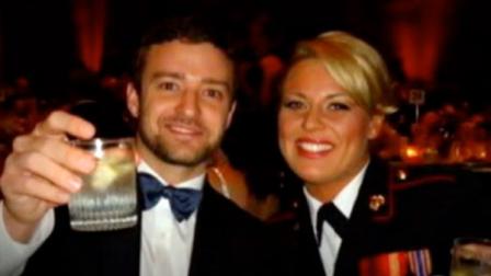 Justin Timberlake and Cpl. Kelsey De Santis appear at the Marine Corps Ball on Saturday, Nov. 12, 2011.