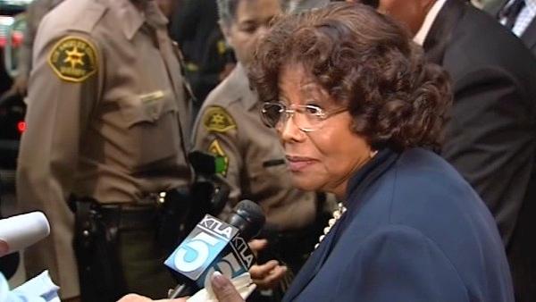 Michael Jackson's mother Katherine speaks to the media outside a Los Angeles courthouse after the sentencing of Conrad Murray on Tuesday, Nov. 29, 2011.