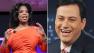 (Left) In this April 2011 publicity image, Oprah Winfrey presents at the OWN: Oprah Winfrey Network portion of the Discovery Communications Upfront in New York. (Right) Jimmy Kimmel appears in a still from a February 2011 episode of Jimmy Kimmel Live.
