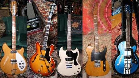 The five guitars seen in this undated photo were stolen from Tom Petty & the Heartbreakers at Culver Studios in Culver City. They were recovered by Culver City Police.
