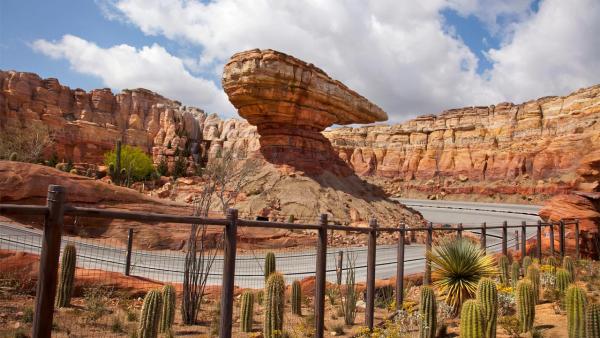 Cars Land features three immersive family attractions showcasing characters and settings from the Disney-Pixar film, 'Cars,' including one of the largest and most elaborate themed environments ever created for a Disney park.