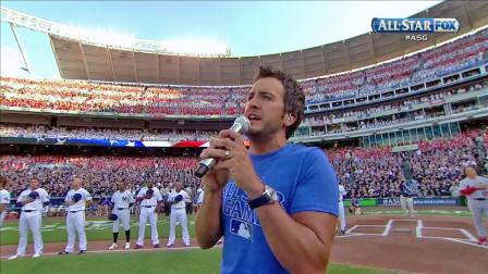 Country star Luke Bryan sings the national anthem during Major League Baseballs All-Star game Wednesday night in Kansas City on Wednesday, July 11, 2012.