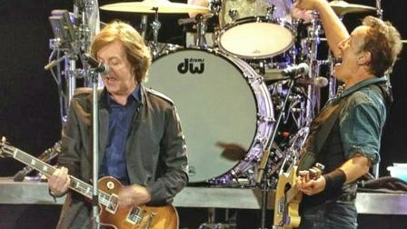Bruce Springsteen and Paul McCartney perform together at Londons Hyde Park.