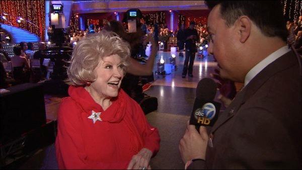 Phyllis Diller appears in this photo with ABC7 entertainment reporter George Pennachio in 2009. The comedian died at the age of 95, her family confirmed to ABC7 on Monday, August 20, 2012.