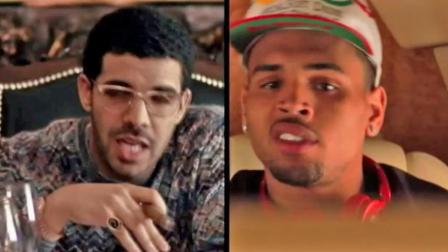 Singers Drake (left) and Chris Brown (right) appear in this undated file photo.