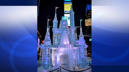 Disney erected a 25-foot-tall castle made of ice in New Yorks Times Square on Wednesday, Oct. 17, 2012. The stunt marked the launching of the companys Limited Time Magic program.