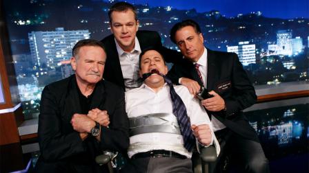 Matt Damon, Robin Williams, Andy Garcia pose with Jimmy Kimmel on Jimmy Kimmel Live! which aired Thursday, Jan. 25, 2013.