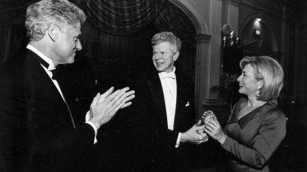 Van Cliburn is seen with former President Bill Clinton and former Secretary of State Hillary Rodham Clinton.