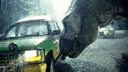 A scene from the 1993 movie Jurassic Park.