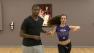 Football player Jacoby Jones (left) and professional dance partner Karina Smirnoff rehearse for their performance on Dancing With The Stars on Monday, March 18, 2013.