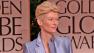 Tilda Swinton poses on the red carpet at the 69th Annual Golden Globe Awards Sunday, Jan. 15, 2012, in Los Angeles.