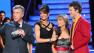 Olympic figure skater Dorothy Hamill and her partner Tristan MacManus react after withdrawing from the competition on the first results show for Dancing With The Stars season 16, which aired on March 26, 2013.