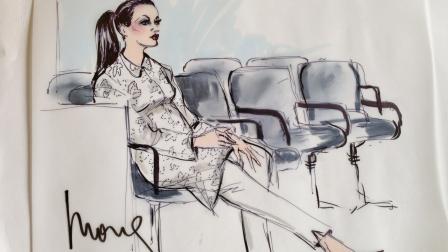 A sketch shows reality TV star Kim Kardashian in court for a divorce hearing on Friday, April 12, 2013.