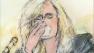 A court sketch shows Michael Jacksons makeup artist Karen Faye breaking down on the stand Thursday, May 9, 2013, in the wrongful death suit against AEG.