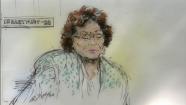 Artist rendering shows Katherine Jackson inside a courtroom during the Michael Jackson wrongful death trial on Thursday, May 23, 2013.
