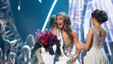 Miss Connecticut USA 2013, Erin Brady of East Hampton, is announced as Miss USA 2013, and congratulated Miss Universe 2012, at the conclusion of the 2013 MISS USA Competition at PH Live in Las Vegas, Nevada on Sunday June 16, 2013.