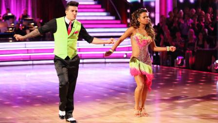 Singer Christina Milian and partner Mark Ballas perform on Dancing With The Stars on Monday, Oct. 14, 2013.