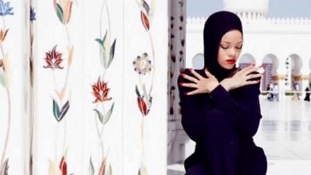 Singer Rihanna is seen in a photo taken at Sheikh Zayed Grand Mosque in Abu Dhabi, Oct. 2013.