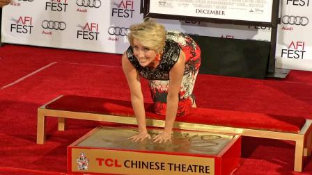 Emma Thompson is honored with a hand and footprint ceremony at the TCL Chinese Theatre on Thursday, Nov. 7, 2013 in Los Angeles.