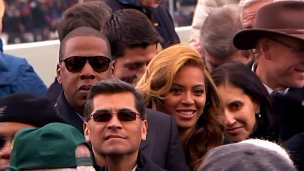 Beyonce is seen in the crowd after President...