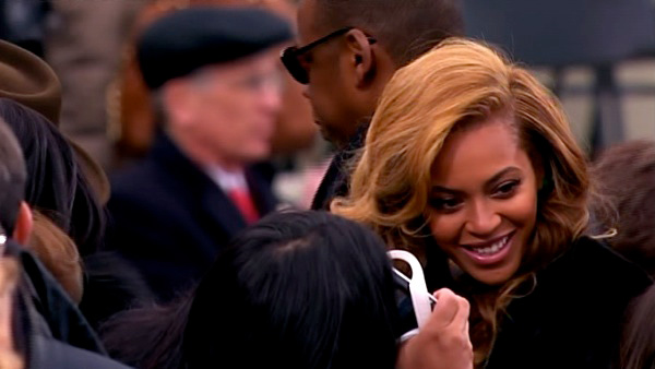 Beyonce is seen in the crowd after President...