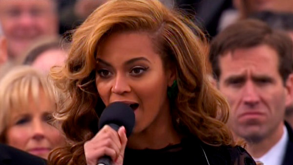 Beyonce performs the national anthem after...