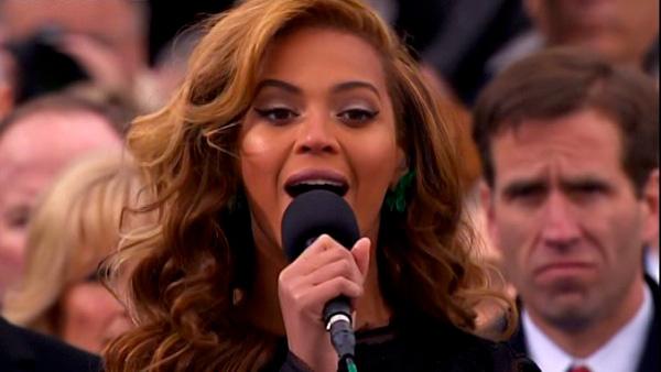 Beyonce performs the national anthem after...
