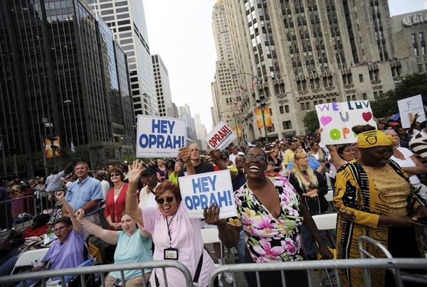 In this Sept. 8, 2009 photo, thousands of fans watch the taping of 'The Oprah Winfrey Show' in Chicago. Oprah.com receives approximately 25,000 emails on a weekly basis.
