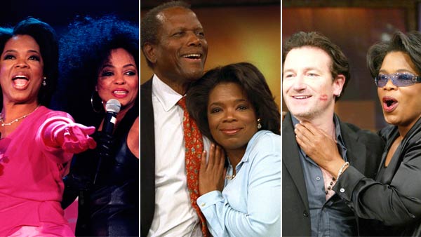 Oprah Winfrey is seen with Diana Ross, Sidney...