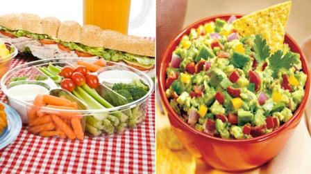 Veggies with ranch dip vs. chips and guacamole: The veggies may seem like the obvious choice, but the chips and guacamole are actually healthier with less calories and less fat.