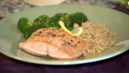 Put a salmon steak under the broiler and add some steamy broccoli and brown rice for some tender, loving care.