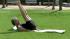 In one pose, you bring legs up and down again, tucking chin into the chest, which applies pressure on the thyroid gland to boost metabolism while strengthening lower back and abdominals.