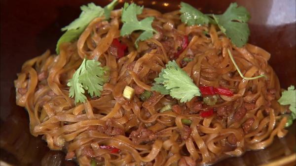 Mapo egg noodles is another tasty option that can be served with ground chicken breast, a hoisin soy sauce, chicken stock, cilantro stems and a smattering of chili and sesame oil.
