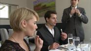 Julianne Shook of Los Angeles participates in a caviar class in West Hollywood.
