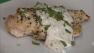 Chicken on bone, with a bit of broth to a light herb cheese spread for an herbed cream sauce.