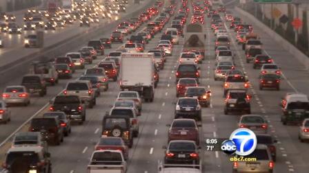 Cars are shown stuck in heavy traffic in Los Angeles in this undated file photo.