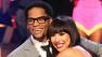 Comedian D.L. Hughley and partner Cheryl Burke talk with hosts Tom Bergeron and Brooke Burke-Charvet after being eliminated from the competition on the Dancing With The Stars: The Results Show on Tuesday, April 16, 2013.