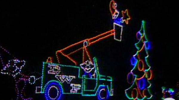 Holiday lights illuminated in Griffith Park