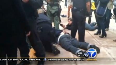 Police and protesters clashed on Sunday at an Occupy Riverside event, resulting in several arrests, officials said.