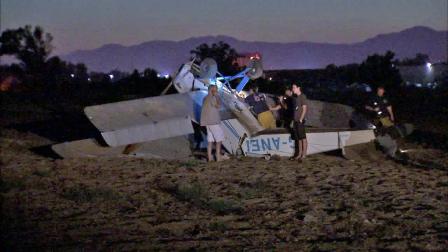Single-engine plane crash-lands in Fontana