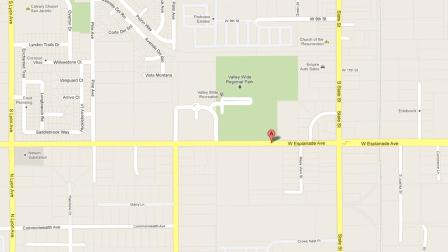 A map indicates the location of Extra Space Storage in the 800 block of W. Esplanade Avenue in Hemet.