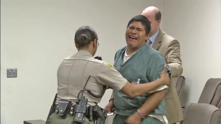 Fernando Salgado, 18, is seen during an outburst in court in this file photo. Salgado is accused of sexually hazing his classmates at A.B. Miller High School in Fontana.