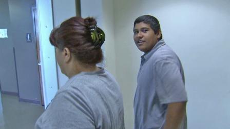 Fernando Salgado, 18, is seen leaving court in this Aug. 8, 2012 photo. Salgado is accused of sexually hazing his classmates at A.B. Miller High School in Fontana.