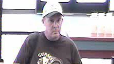Police released this surveillance photo of a bank robbery suspect who robbed a U.S. Bank in Chino on Wednesday, Aug. 8, 2012.