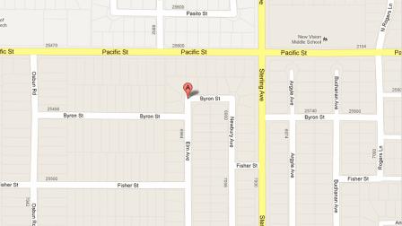 A map shows the 6900 block of Elm Avenue in Highland.